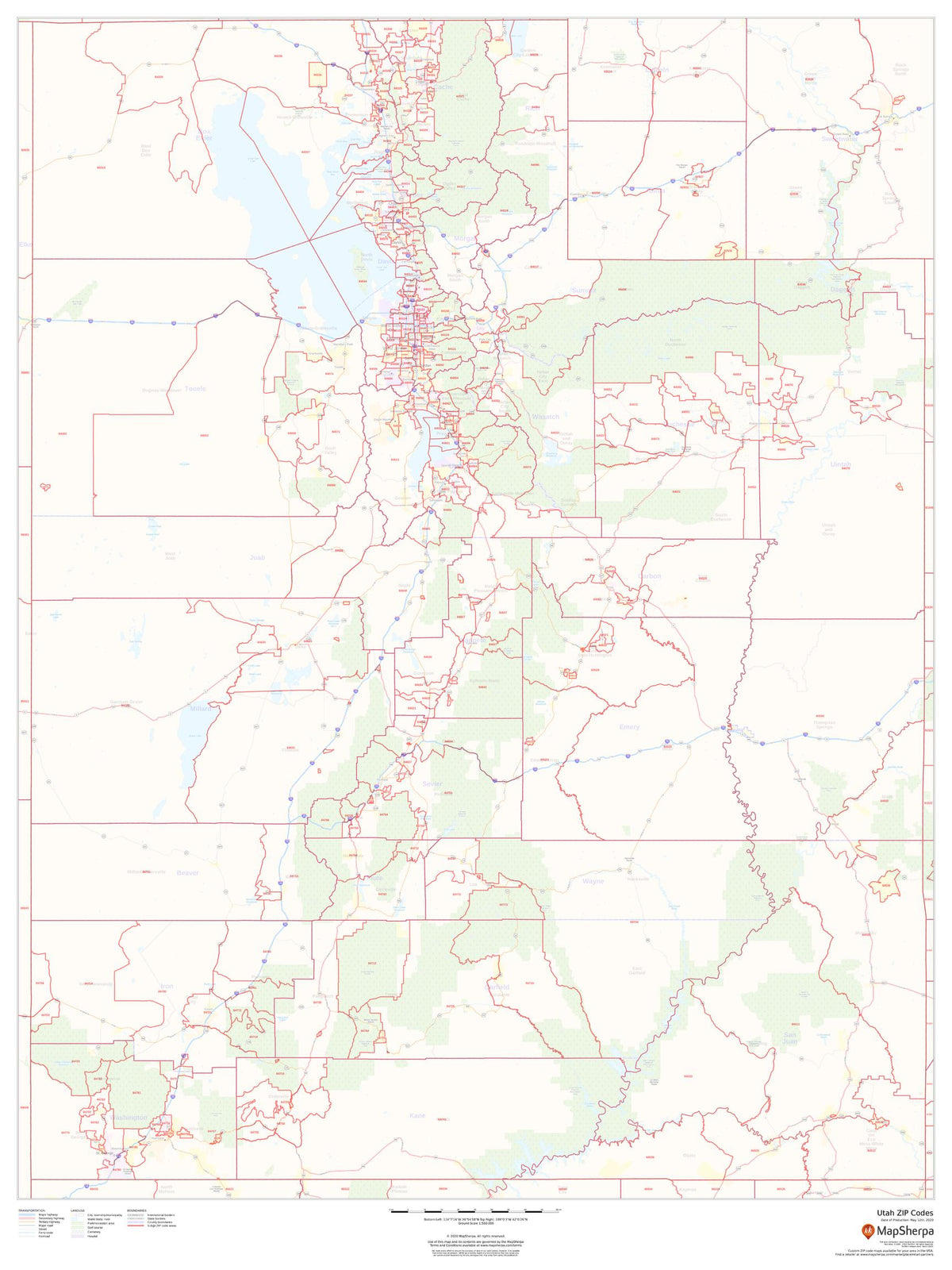 Utah Zip Code Map – American Map Store