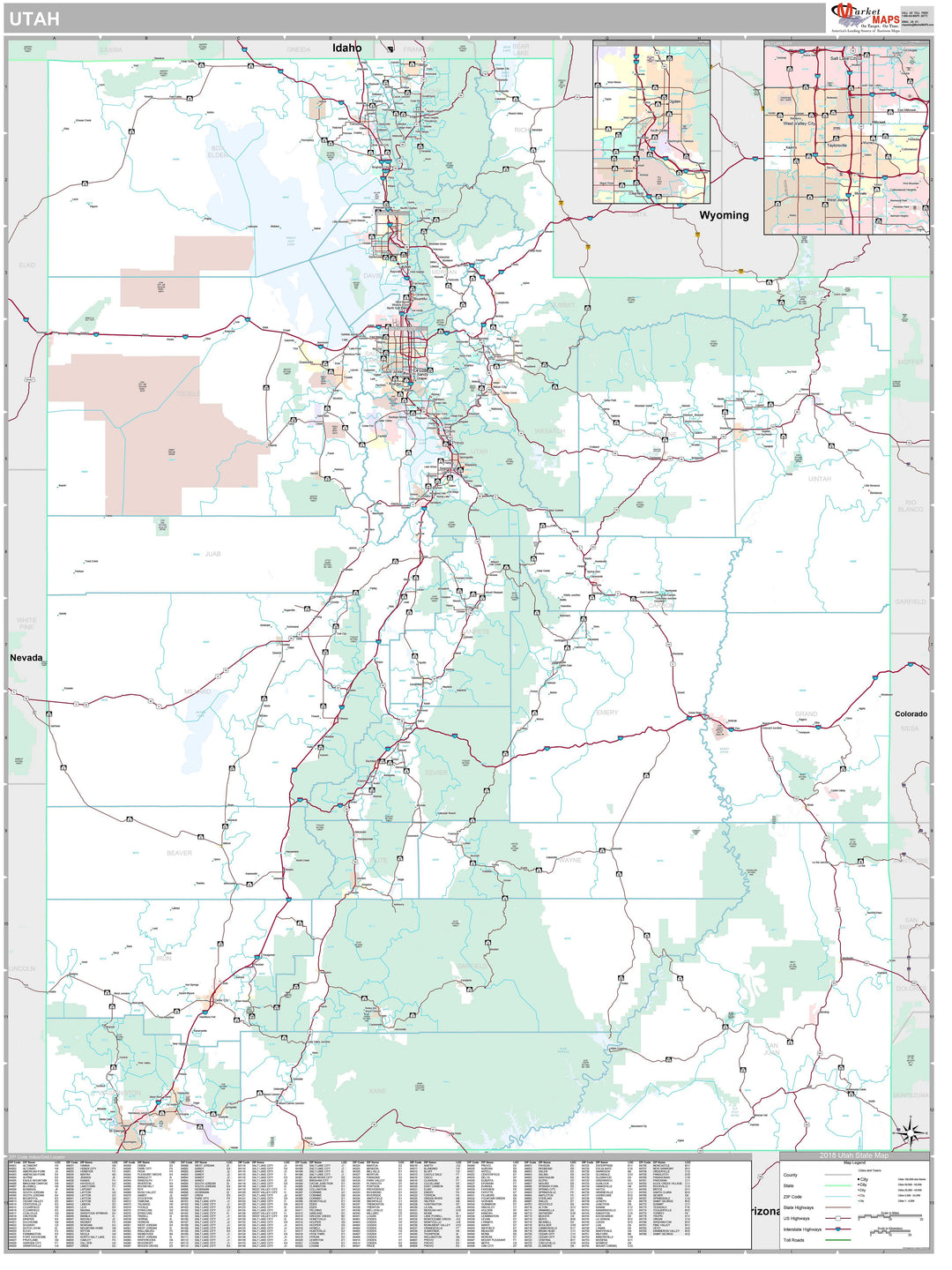 Premium Style Wall Map of Utah