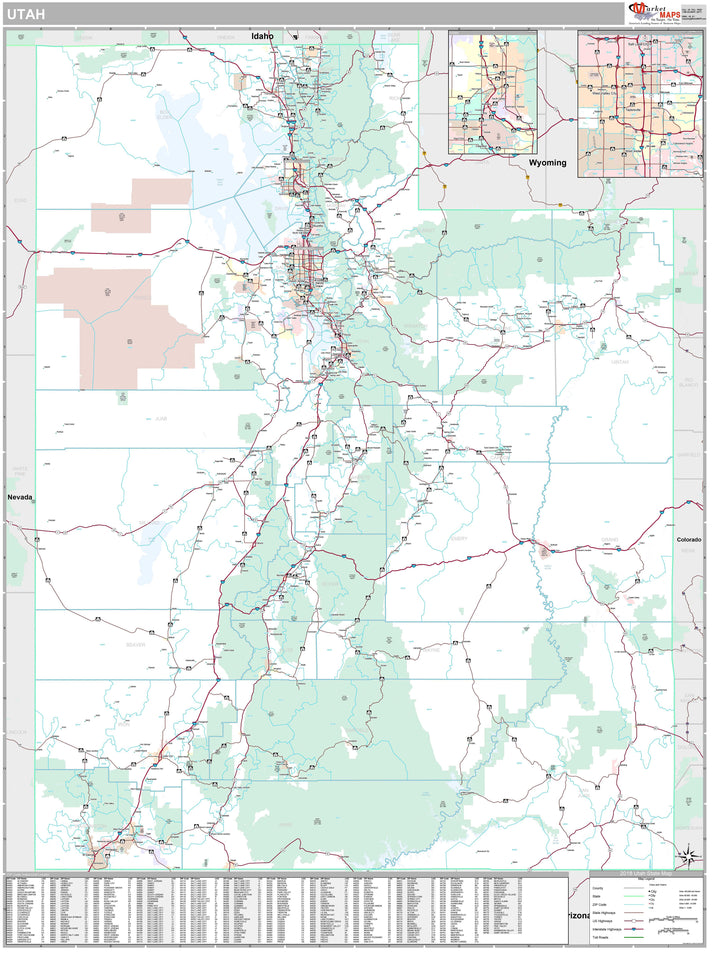 Premium Style Wall Map of Utah