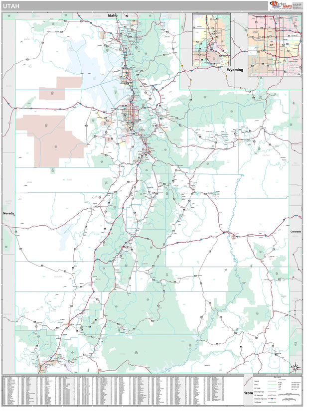 Utah State Wall Maps – American Map Store