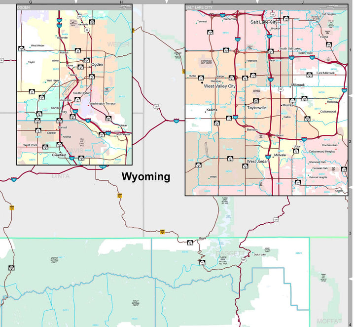 Premium Style Wall Map of Utah