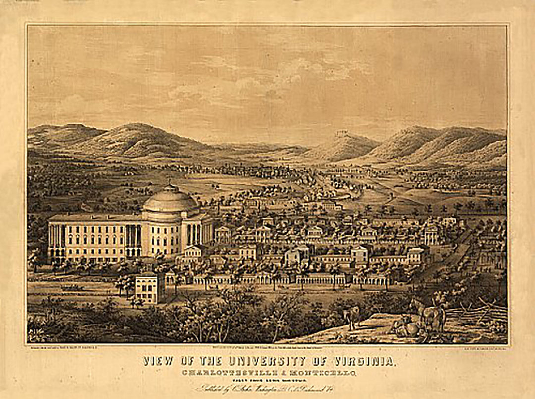 View of the University of Virginia, Charlottesville &amp; Monticello..., 1856