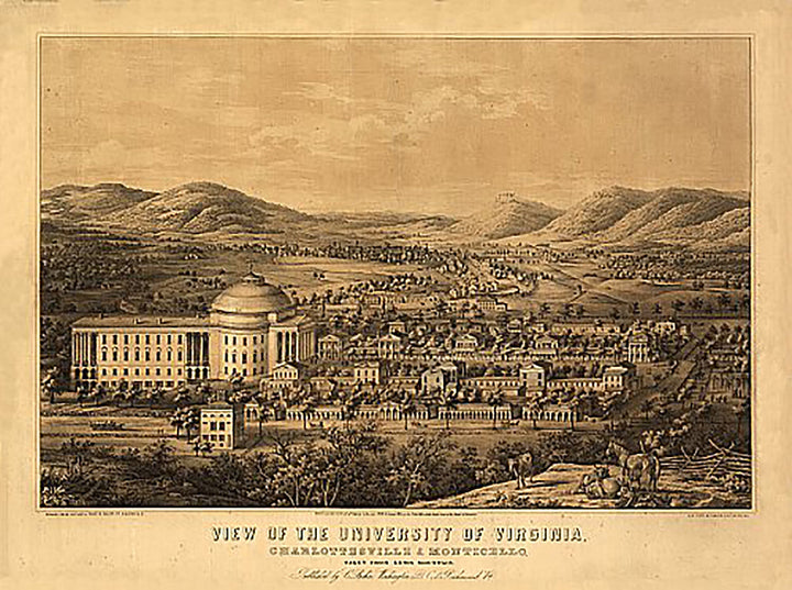 View of the University of Virginia, Charlottesville &amp; Monticello..., 1856