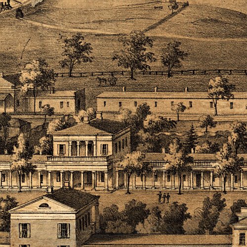 View of the University of Virginia, Charlottesville & Monticello..., 1856