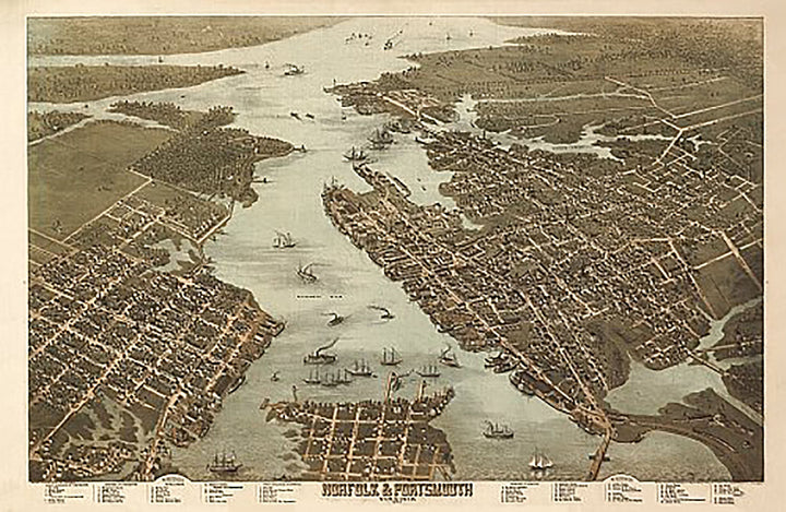 Norfolk &amp; Portsmouth, Virginia by C. N. Drie, 1873