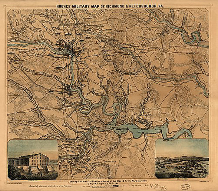 Hughes military map of Richmond &amp; Petersburgh [sic], VA, 1864