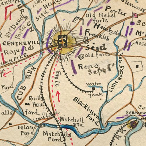 Plan of 2nd battle of Bull Run Shewing movements of troops from 27 Aug. to Sept. 1 by Robert Knox Sneden