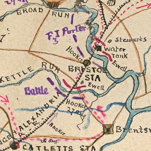 Plan of 2nd battle of Bull Run Shewing movements of troops from 27 Aug. to Sept. 1 by Robert Knox Sneden