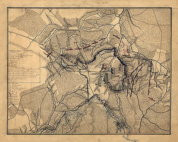 Map of the battle of Chancellorsville, Sunday, May 3rd