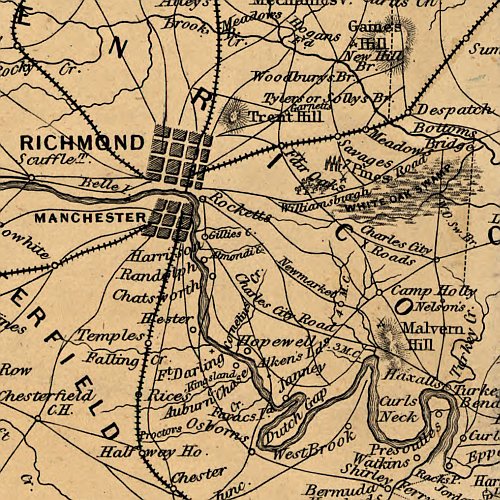 The approaches from Washington, to Richmond From surveys supplied by officers of the army, 1862