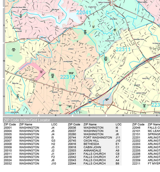 Premium Style Wall Map of Arlington, VA by Market Maps