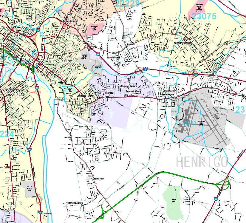 Premium Style Wall Map of Richmond VA