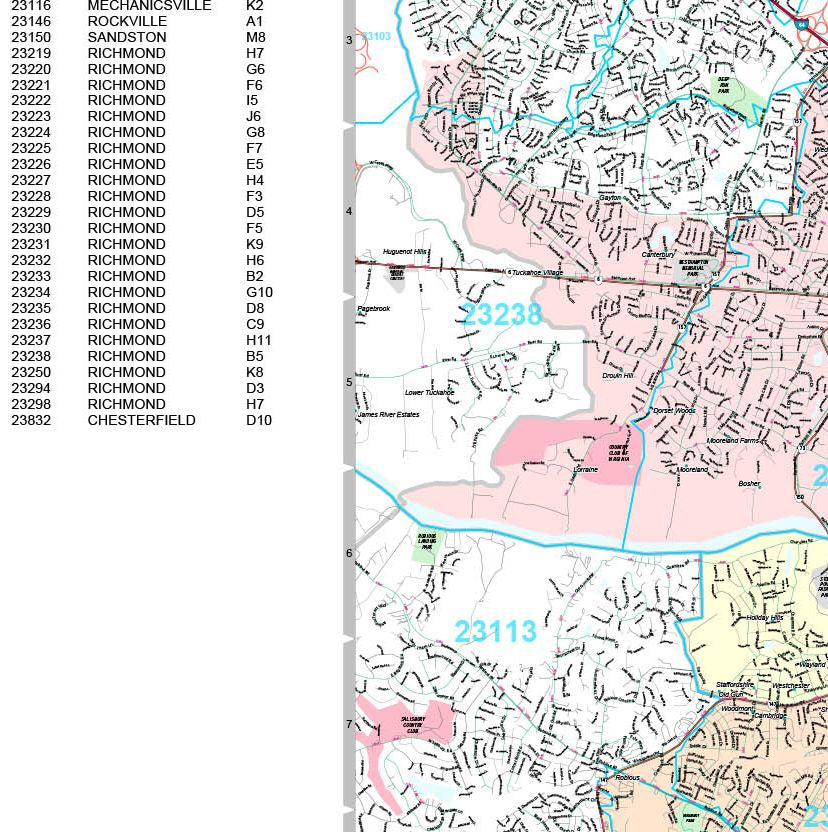 Premium Style Wall Map of Richmond VA