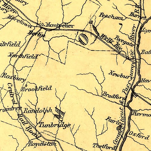 Map of Rail Road Routes From Rouse's Point to Portsmouth and Boston, 1847