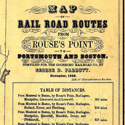 Map of Rail Road Routes From Rouse's Point to Portsmouth and Boston, 1847