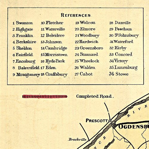 Map of the Portland and Ogdensburg Rail Road line, and connections, 185?