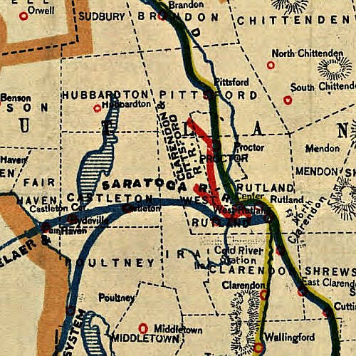 Coffin's new rail-road map of Vermont, 1896