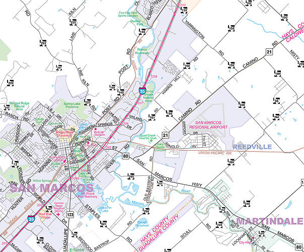 Austin Regional Area Major Arterial Wall Map