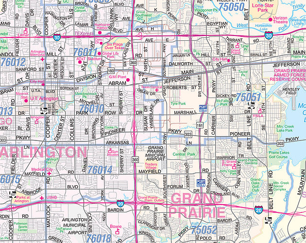 DFW Regional Area Major Arterial Wall Map