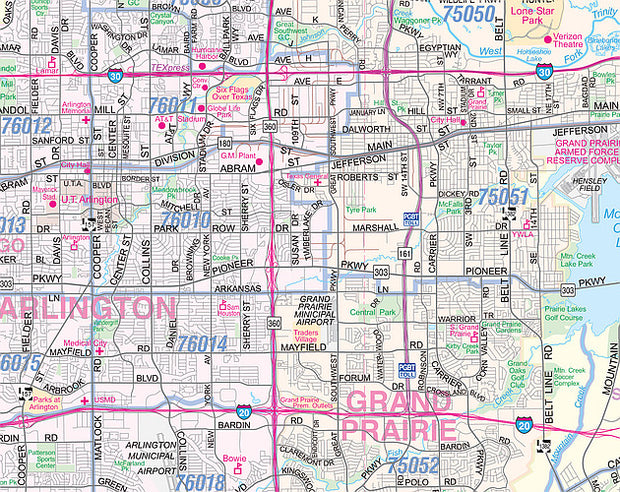 DFW Regional Area Major Arterial Wall Map