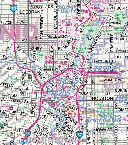 San Antonio Regional Area Major Arterial Wall Map