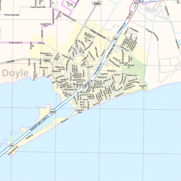 Corpus Christi Regional Area Wall Map