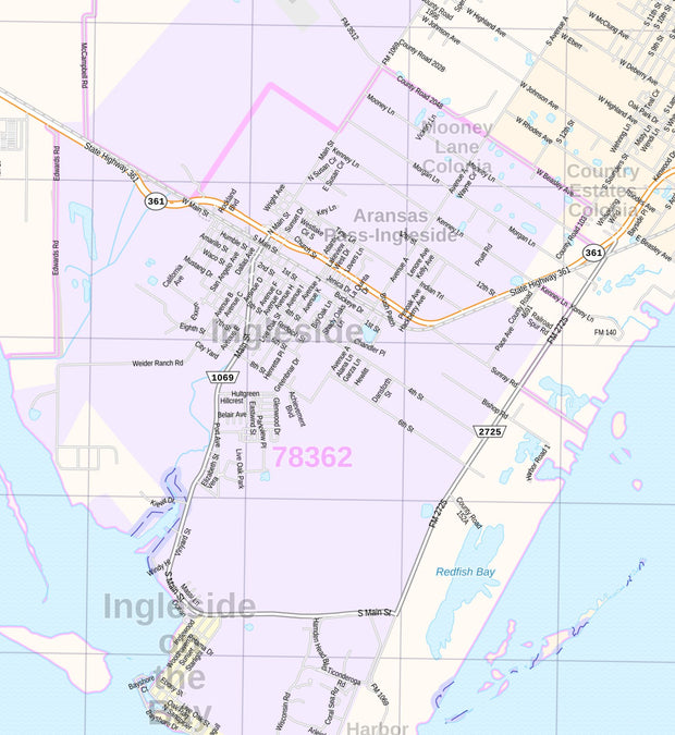 Corpus Christi Regional Area Wall Map