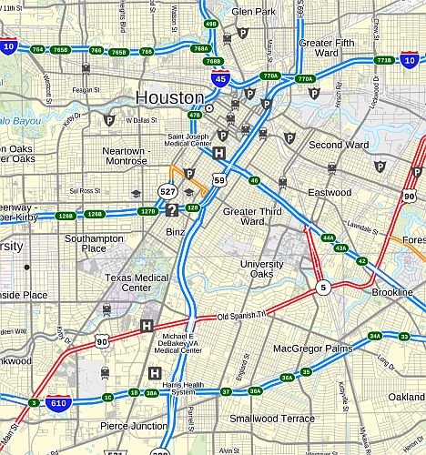 Houston &amp; Surrounding Vicinity Wall Map