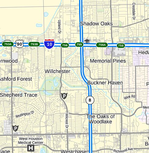 Houston & Surrounding Vicinity Wall Map