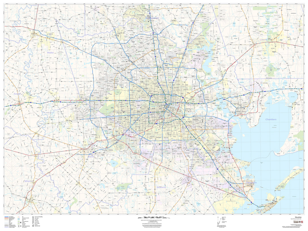 Houston &amp; Surrounding Vicinity Wall Map