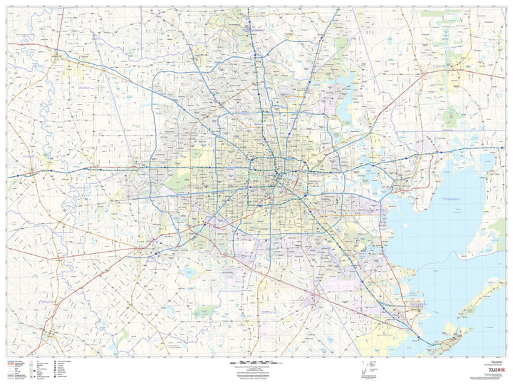 Houston &amp; Surrounding Vicinity Wall Map