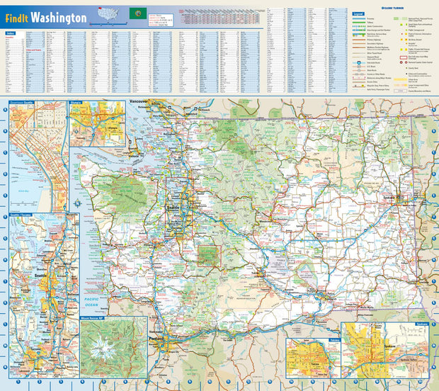 Washington Wall Map by Globe Turner