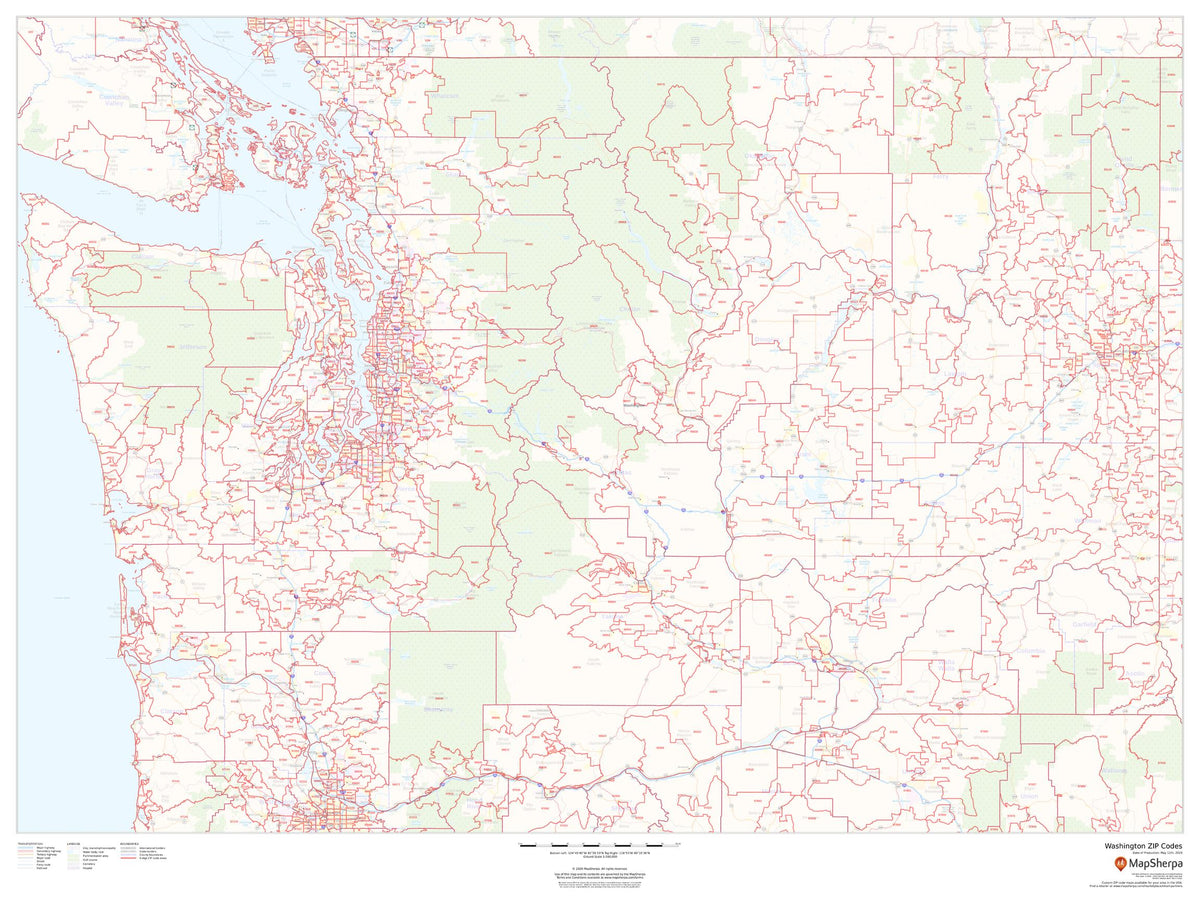 Washington Zip Code Map – American Map Store