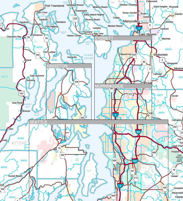 Premium Style Wall Map of Washington by Market Maps