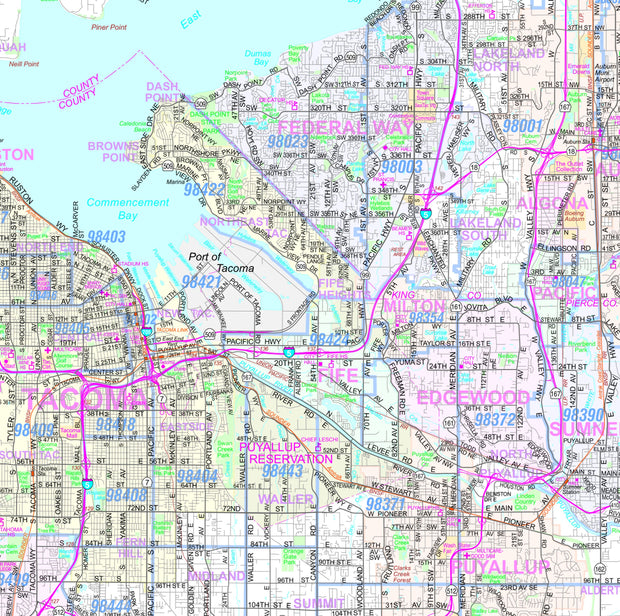 Seattle-Tacoma Regional Area Wall Map