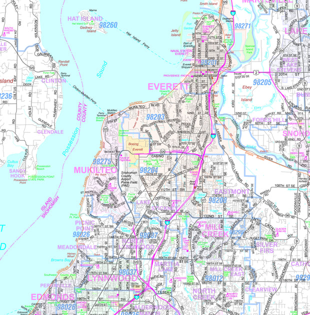 Seattle-Tacoma Regional Area Wall Map