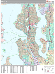 Premium Style Wall Map of Seattle, WA by Market Maps