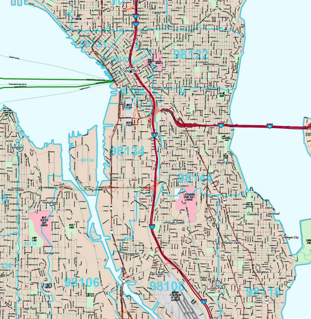 98144 Map Premium Style Wall Map of Seattle, WA by Market Maps – American Map Store