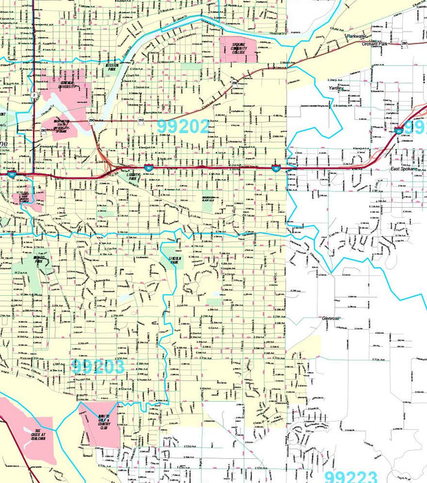Premium Style Wall Map of Spokane, WA by Market Maps