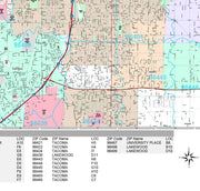 Premium Style Wall Map of Tacoma, WA by Market Maps