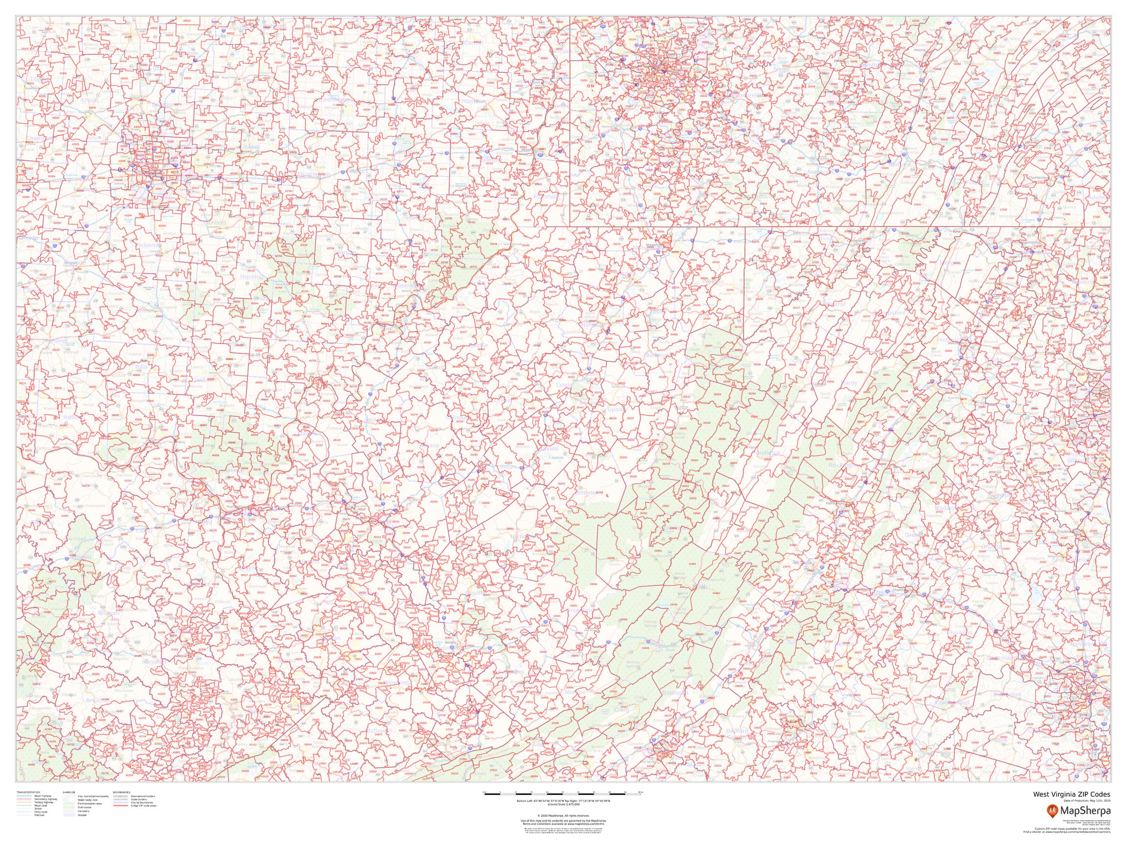 Wv Postcode Ap West Virginia Zip Code Map – American Map Store