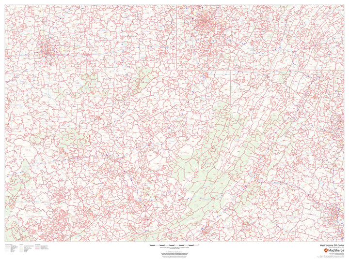 Wv2 Postcode Area Map West Virginia Zip Code Map – American Map Store