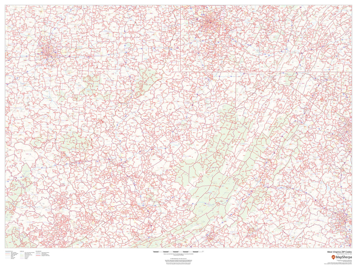 West Virginia Zip Code Map – American Map Store