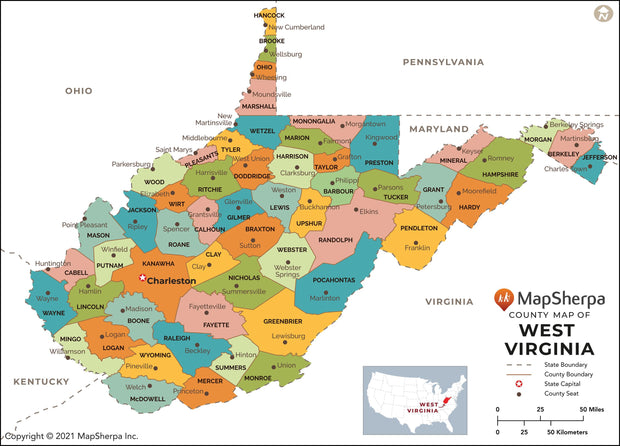 West Virginia County Map