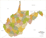 West Virginia Zip Code Map with Counties