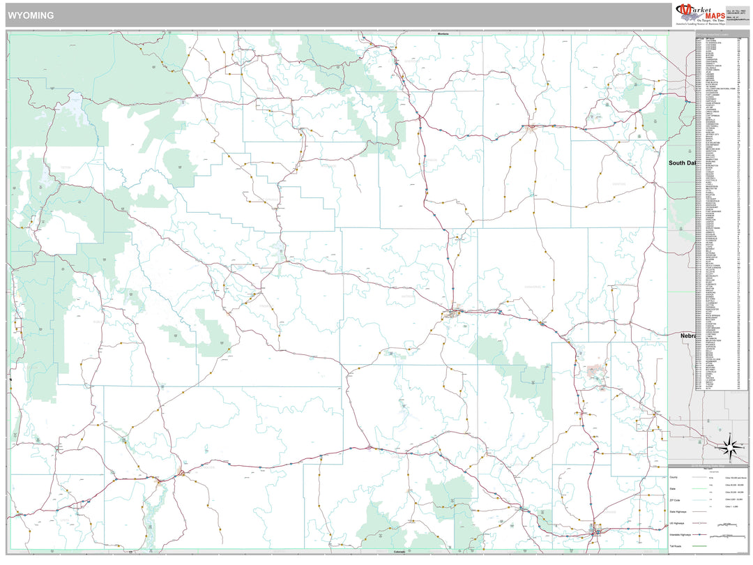 Premium Style Wall Map of Wyoming