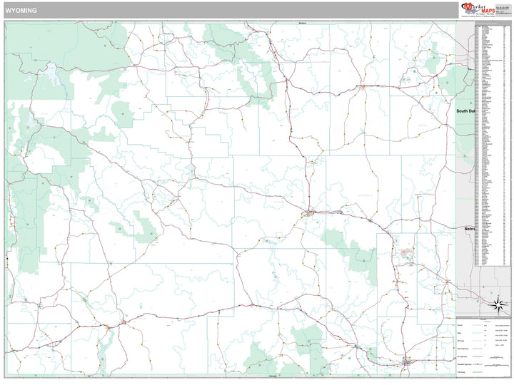 Premium Style Wall Map of Wyoming
