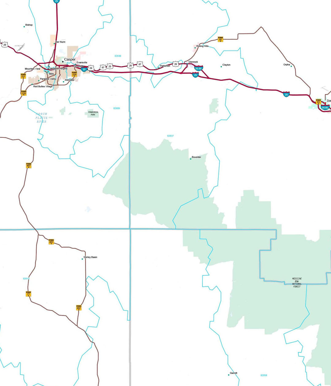 Premium Style Wall Map of Wyoming