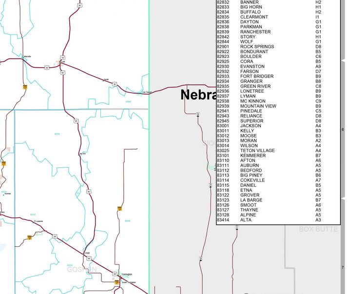 Premium Style Wall Map of Wyoming