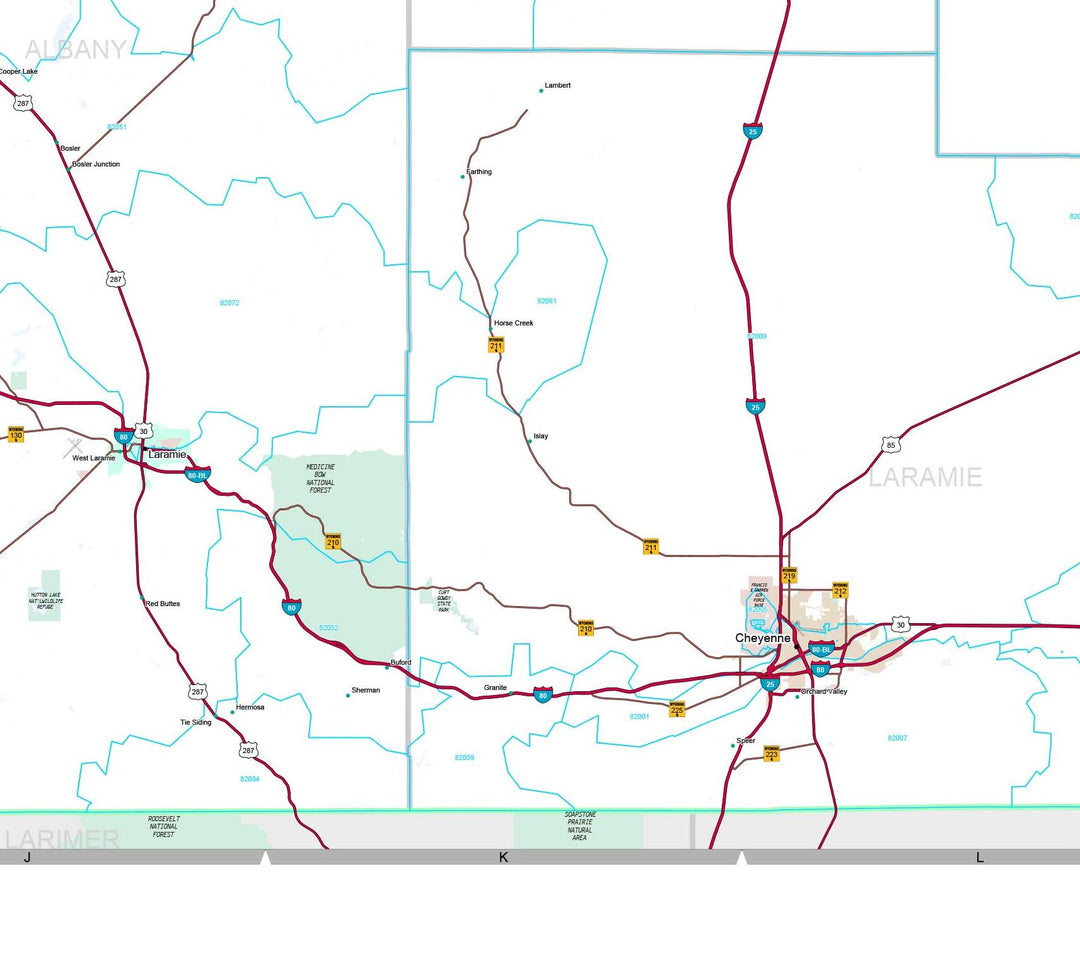 Premium Style Wall Map of Wyoming